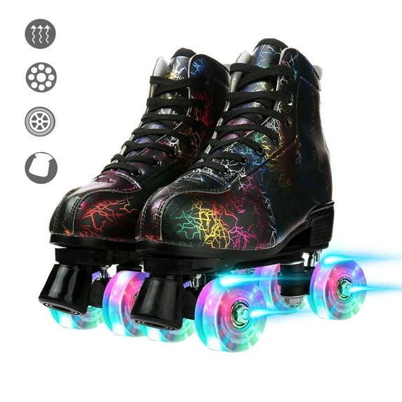 Light-Up Roller Skates, High-Top Design with Colorful LED Wheels for Kids and Adults, Women 8.5/Men 7.5