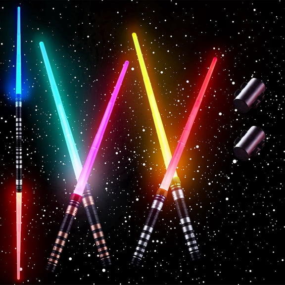 YCFUN 4 Pack Light up Sabers for Kids, 7 Color Retractable Glow Swords with FX Sound, LED Cosplay Party Toys and Birthday Gifts for Boys and Girls