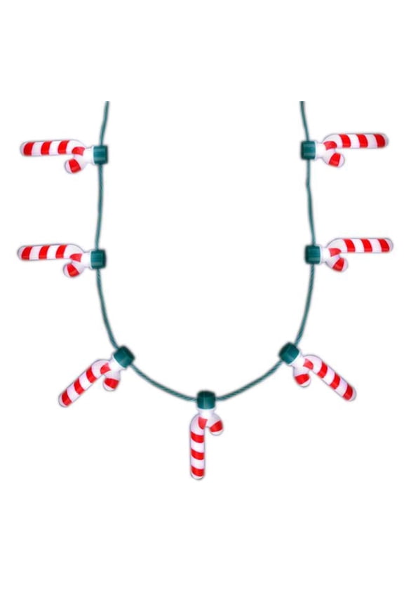 Light Up Seven Candy Cane Charms Christmas Necklace