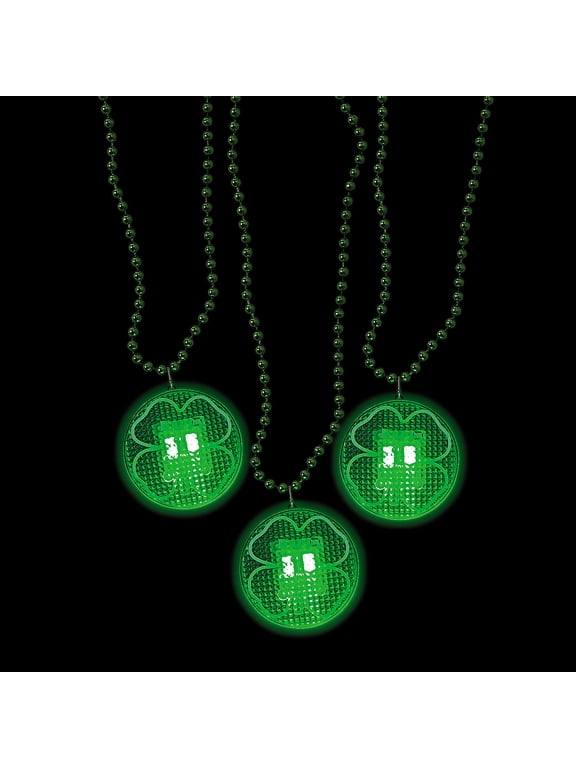 Light Up Shamrock Necklaces - Jewelry - 12 Pieces