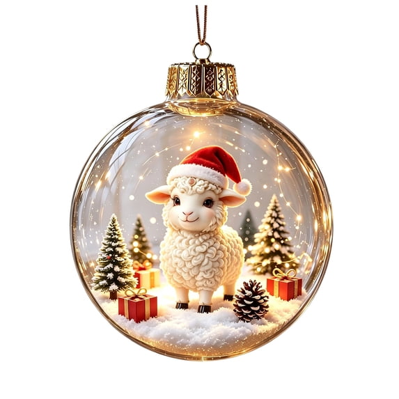 Light Up Sheep Christmas Ornament, 3.9 Inch Mini Story Ball with Holiday Scene for Tree Window Mantel Seasonal Decor