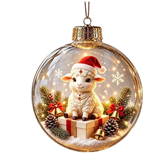 Light Up Sheep Christmas Ornament, 3.9 Inch Mini Story Ball with Holiday Scene for Tree Window Mantel Seasonal Decor
