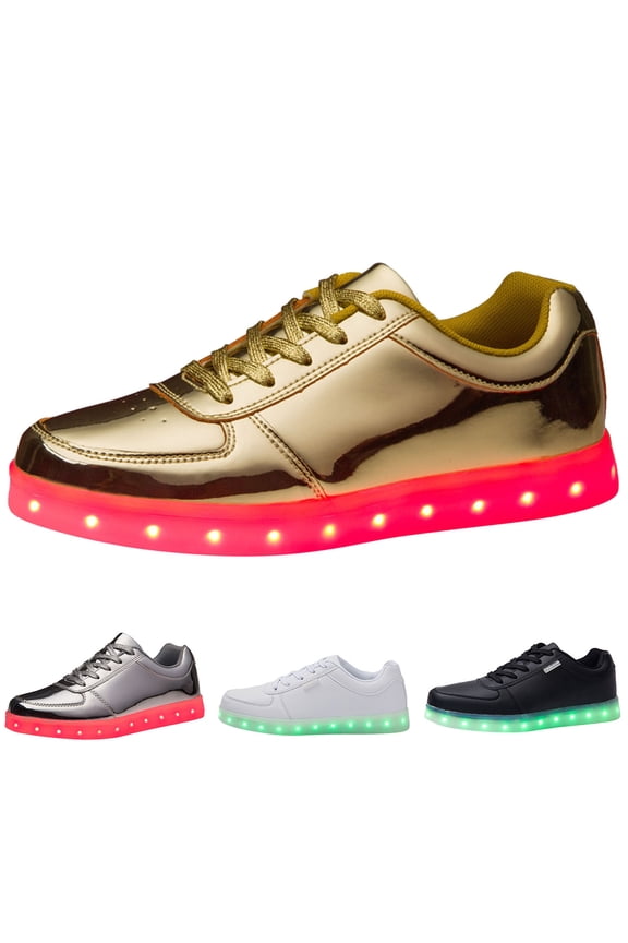 Light Up Shoes Men Women Led Shoes Usb Charging Adult Sneakers Glow in the Dark Footwear for Dancing Party Festivals Gold 36