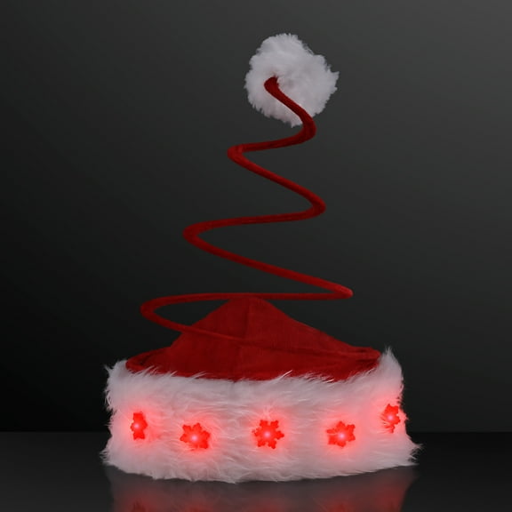 Light Up Silly Spring Santa Hat with Blinky LED Snowflakes