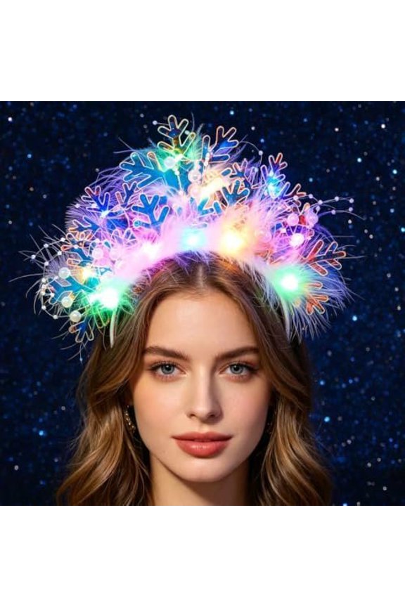 Light Up Snowflake Headband LED Headbands for Women | Glow Party frozen Hair Accessories Winter Light Up Crown Xmas Costume Hair Accessory