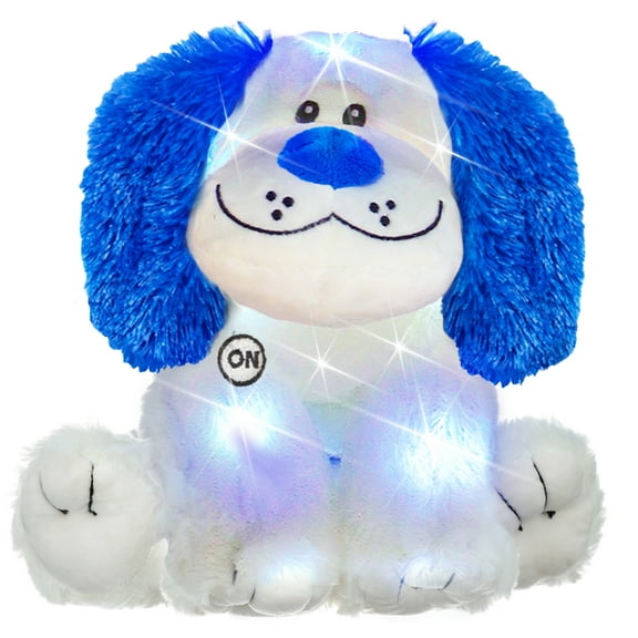 Light Up Stuffed Animal Glow Plush Sleep Toy 7 color Changing White Dog Battery Operated 16 inch