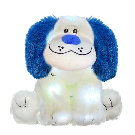 Light Up Stuffed Animal Glow Plush Sleep Toy 7 color Changing White Dog Battery Operated 16 inch
