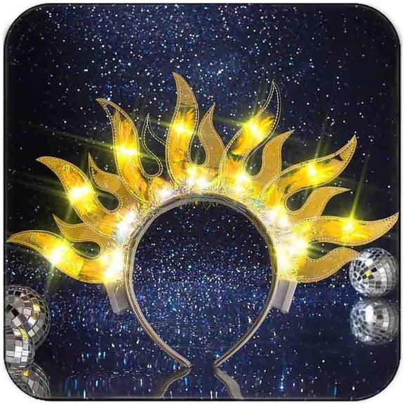 Light Up Sun Headband LED Fire Headbands Glow Flame Hair Accessories for Women