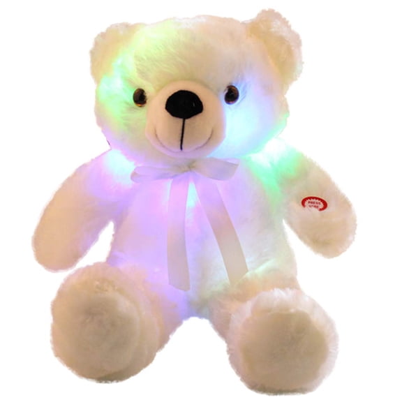 Light Up Teddy Bear Stuffed Animal, 18" LED Glow Plush Toy with Night Light, Soft Luminous Bear Toy for Kids Girls, Birthday Valentines (Pink)
