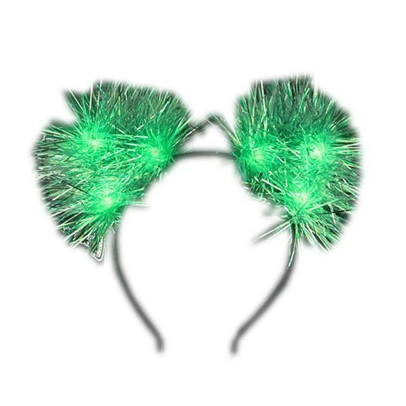 Light Up Tinsel Fluffy Cat Ears Headband