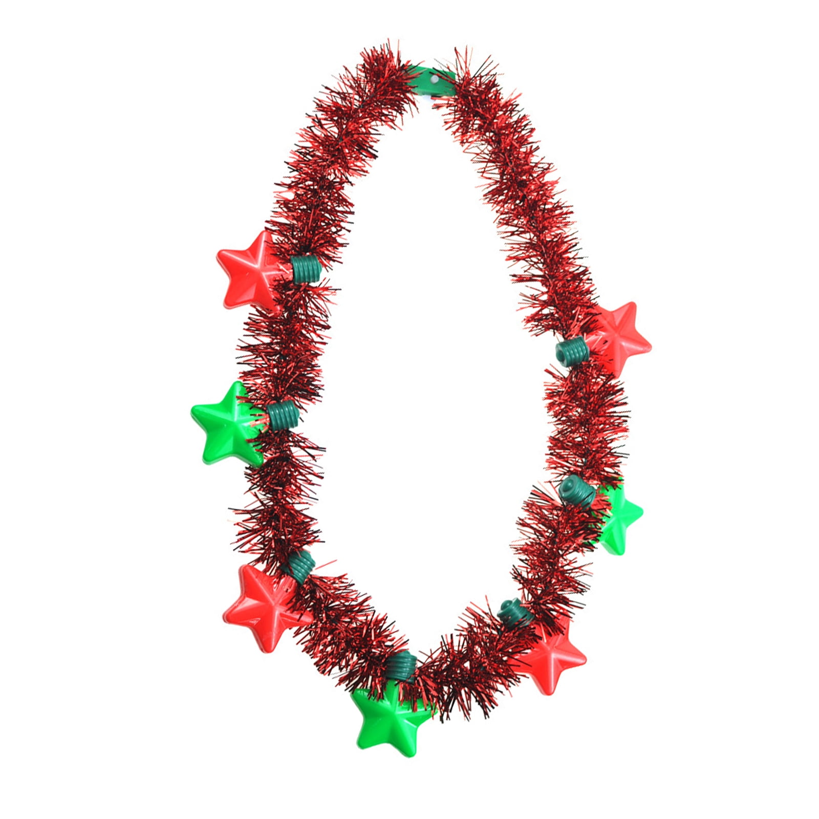 Light Up Tinsel Garland Necklaces Colorful Bulb Stars LED
