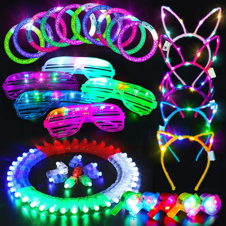 Light Up Toys Glow Party Supplies - 65 Pack LED New Year Birthday Party Favors Stuffers Accessories for Kids Adults, 5 Light Up Glasses 10 Bracelets 5