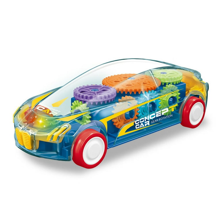 Light Up Transparent Car Toy for Kids 1PC Bump and Go Toy Car