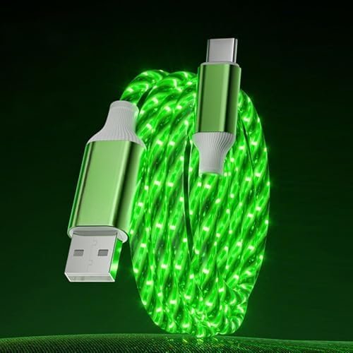 Light-Up USB USBA to USBC Durable with Visible Current Flow As Night Light Use-A to C Green
