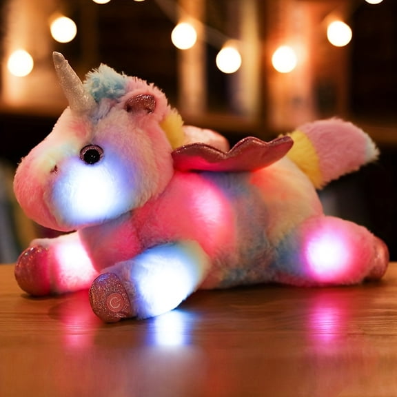 Light Up Unicorn Night Light for Kids, Soft Plush Stuffed Animal, Couch Throw Pillow Home Decor, Gift for Girls & Women