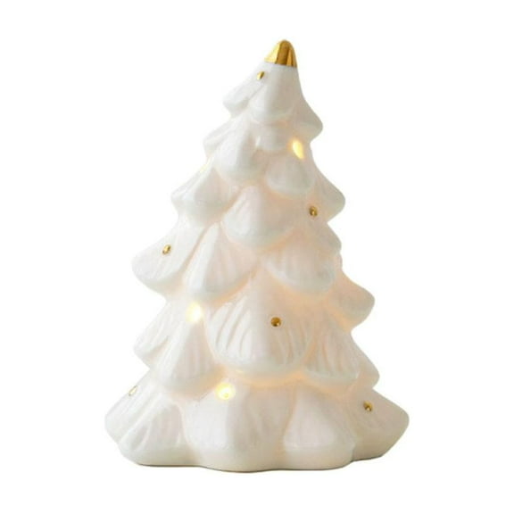 Light Up White Ceramic Christmas Tree,White Tabletop Xmas Tree Decorations with Lights,Gift for Indoor Tabletop Mantel Shelf Fireplace Holiday