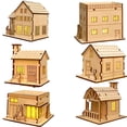thumbnail image 1 of Light Up Wooden Christmas Village House Craft Kit, Paintable Holiday Cabin For Table And Mantel, Style 9, 1 of 8