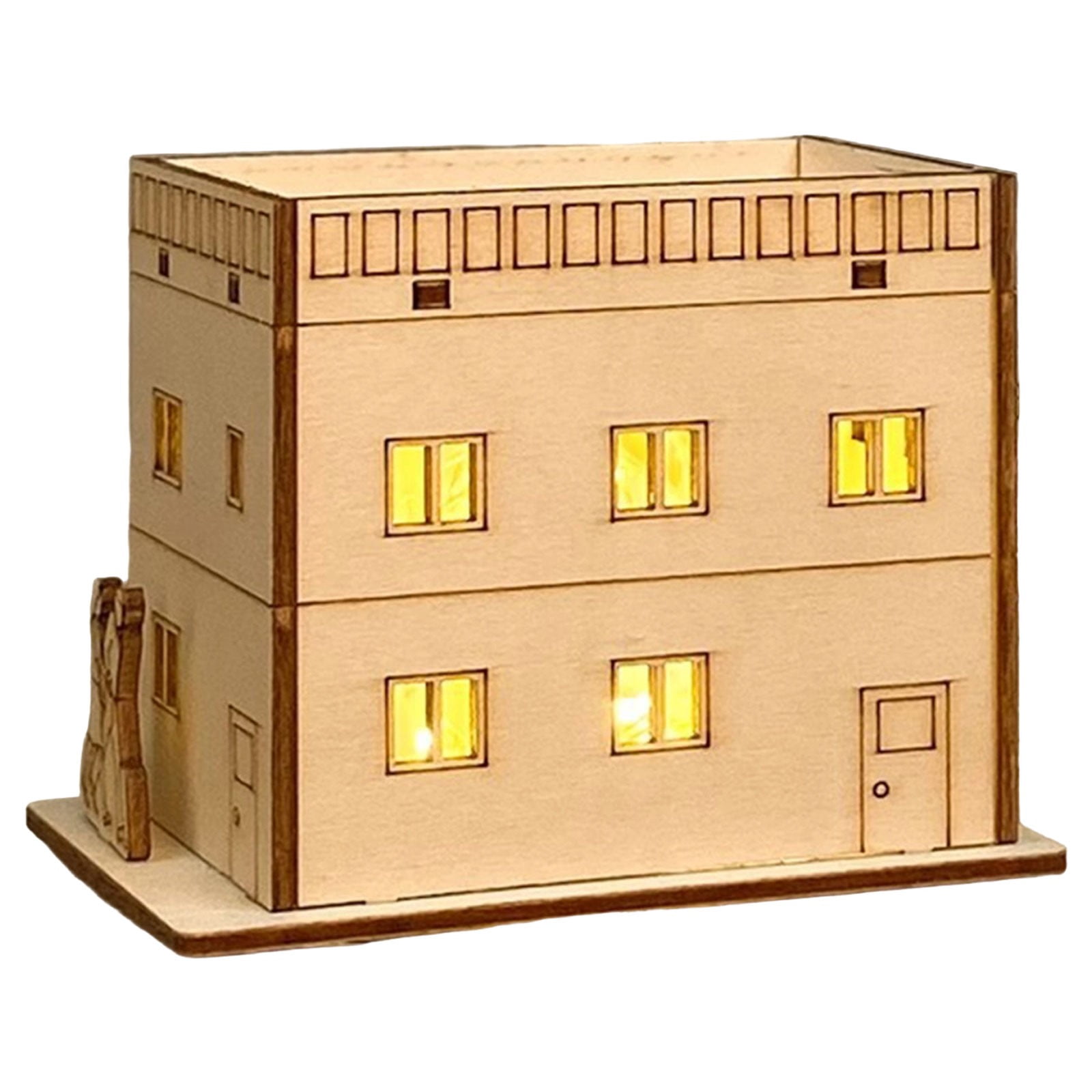 Crafting Table Up Light Up Wooden Christmas Village House Kit, DIY Wood Cabin Craft Set ...