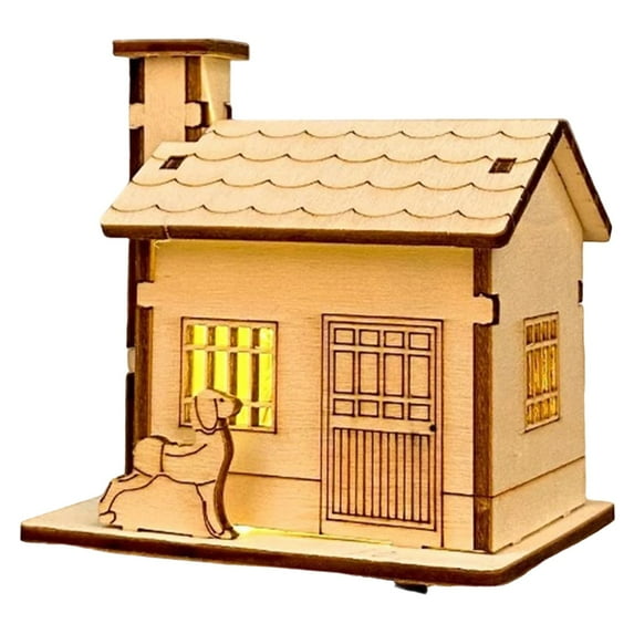 Light-Up Wooden Christmas Village Houses for Crafts, DIY Handcraft House Assembly Decor Kit to Paint, Luminous Xmas Table Centerpieces, Cabin Crafts Figurines, Perfect for Holiday Party Ornament