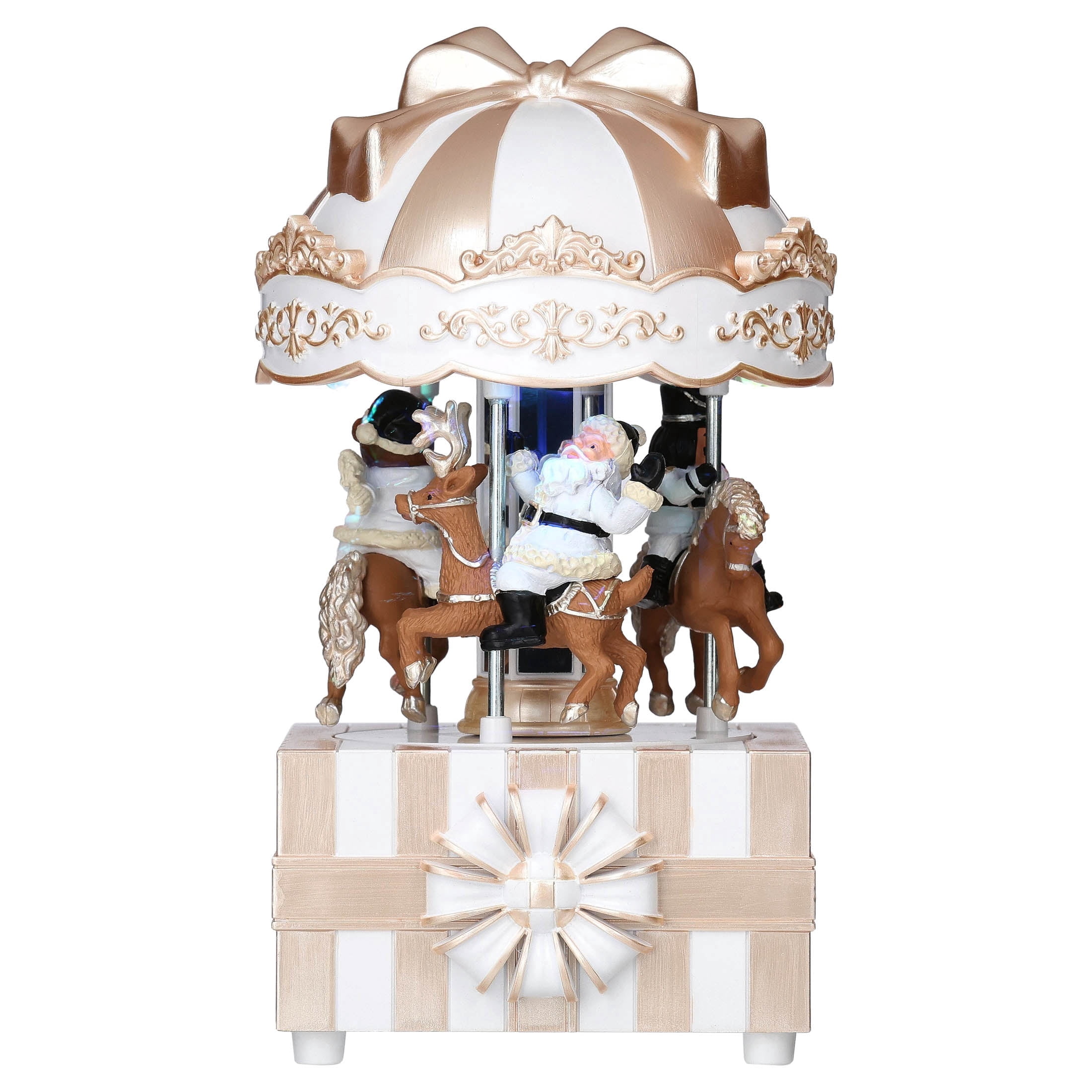 Light-Up and Musical Animated Carousel with Gift Box Base Christmas ...