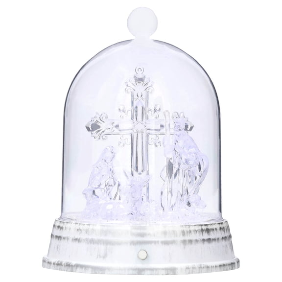 Light-Up and Musical Nativity Scene Cloche Christmas Decoration, Clear, 8.5", by Holiday Time