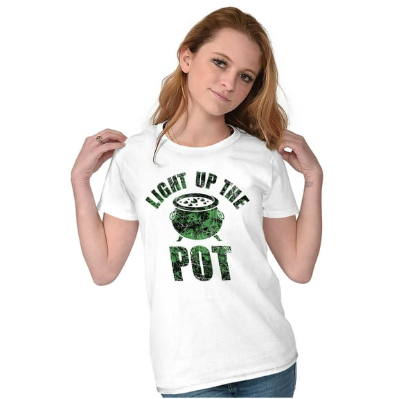 Light Up the Pot Cauldron Halloween Womens Slim Fit Graphic Tee Brisco Brands L