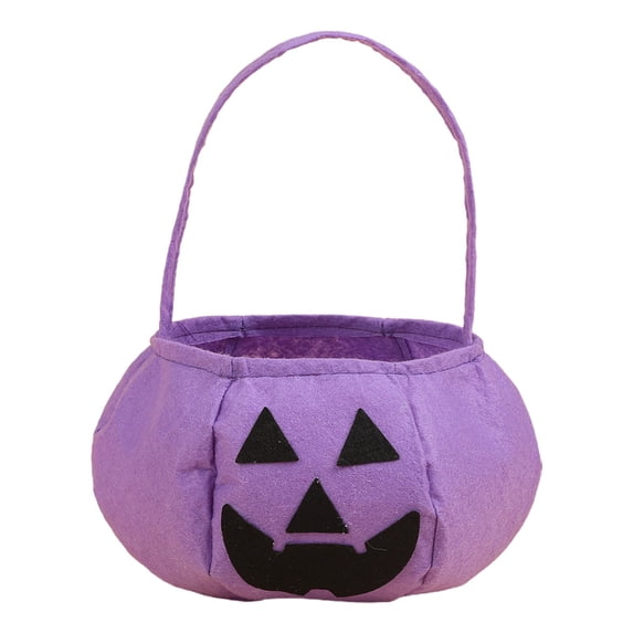 Light Violet Pumpkin Trick Or Treat Bucket, Felt Halloween Basket for Candy, Costume Parties and Holiday Events