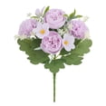 thumbnail image 1 of Light Violet Realistic Artificial Peony Flowers Faux Silk Bouquet for Cemetery Memorial Vase Home Table Centerpiece Decor, 1 of 9