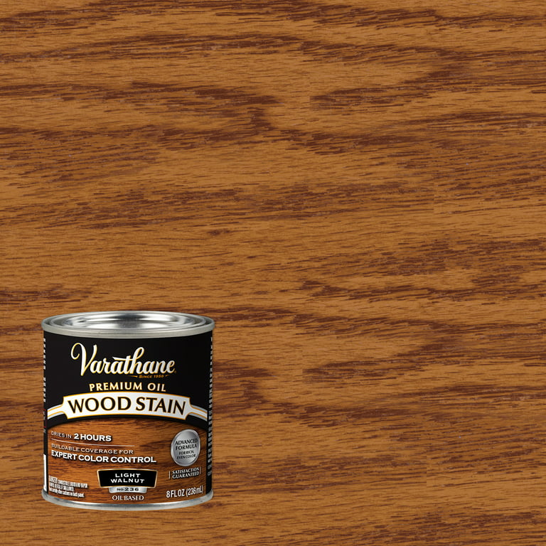 Light Walnut, Varathane Premium Oil-Based Interior Wood Stain-211796, Half Pint, 4 Pack