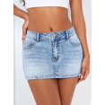thumbnail image 1 of Light Wash High-Waisted Bodycon Mini Denim Skirt, 1 of 12