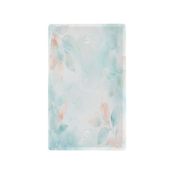 Light Watercolor Leaf Pattern Decorative Wall Plate, Flame Retardant PC Plastic Light Switch & Outlet Cover with Mounting Screws Fits Blank Unused Outlet