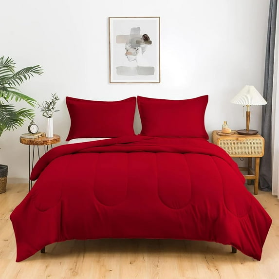 Light Weight & Breathable Thicker Design Comforter, 300 GSM All Season, 600-TC 100% Egyptian Cotton - Alaskan King Size ( 120" x 132" ) Inches, 1pc Comforter Only, (Red)