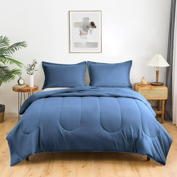 Light Weight & Breathable Thicker Design Comforter, 300 GSM All Season, 600-TC 100% Egyptian Cotton - Full/Queen Size ( 90" x 90" ) Inches, 1pc Comforter Only, (Med. Blue)