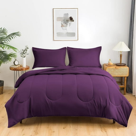Light Weight & Breathable Thicker Design Comforter, 300 GSM All Season, 600-TC 100% Egyptian Cotton - OverSized King Plus Size ( 120" x 128" ) Inches, 1pc Comforter Only, (Plum)