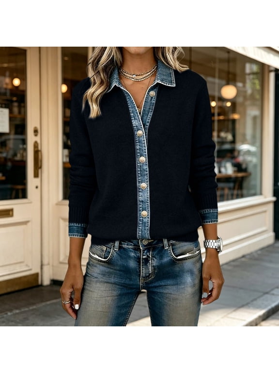 Light Weight Cardigan Women Dressy Womens Fall Fashion 2026 Soft Nice Fall Clothes Open Fornt Button Down Sweaters Knit Coat Top Long Sleeve Casual Airport Travel Outfit Work Office Sweaters Black