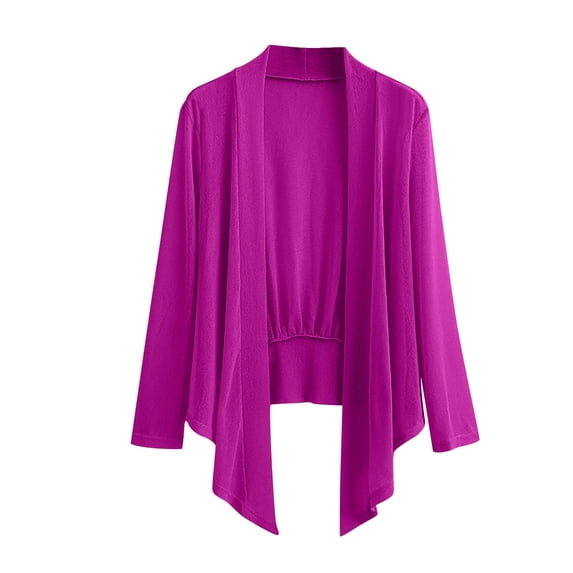Light Weight Cardigan Women Summer New Women's Open Front Long Sleeve Cropped Cardigan Cover up Shrugs Fall Lightweight Jackets Trendy Outerwear Pinks XL