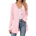 thumbnail image 1 of Light Weight Cardigan for Women Open Front Coat Long Sleeve Fashion Soft Knit Fall Spring Cardigans Stretchy Lightweight Sweater Pink L, 1 of 7
