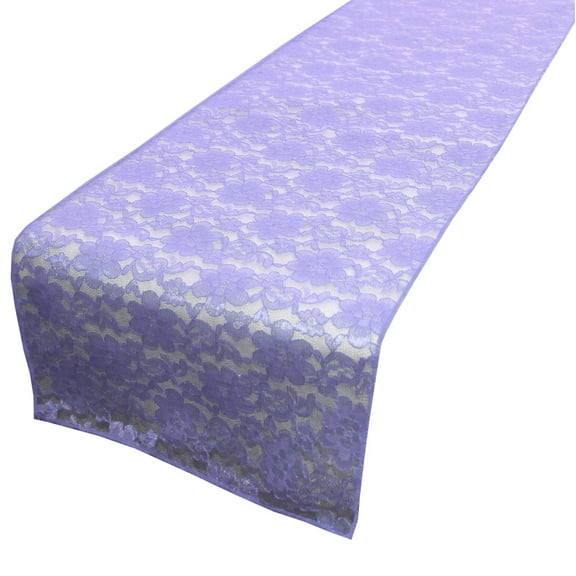 Light Weight Floral Sheer Lace Table Runner / Wedding Table Top Décor (Pack of 8) Lavender