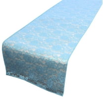 Light Weight Floral Sheer Lace Table Runner / Wedding Table Top Décor (Pack of 8) Light Blue