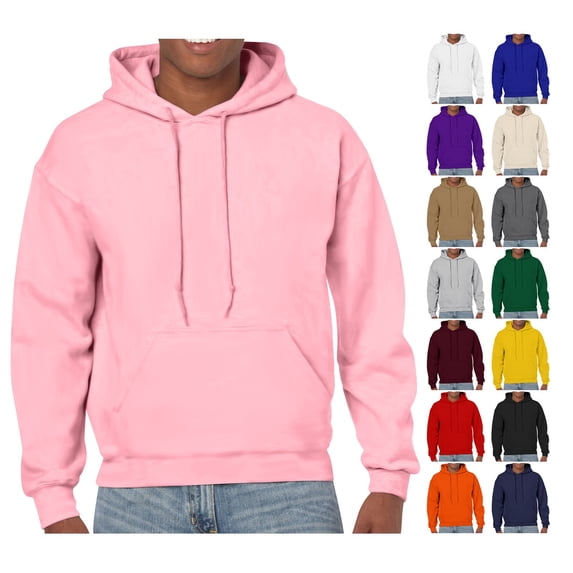 Light Weight Hoodies Men Loose Fit Fall Mens Sweatshirt Long Sleeve Drawstring Hood Kangaroo Pocket Pink S