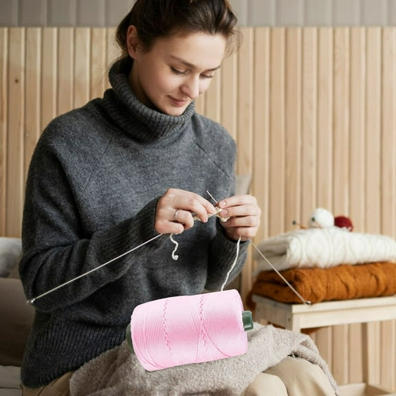 Light Weight Ice Silk Thread Composite Yarn - Braided Craft Crochet Bag Rope Yarn Fit for DIY Wall Hangers Hats Purses Rug Knitter (Pink)