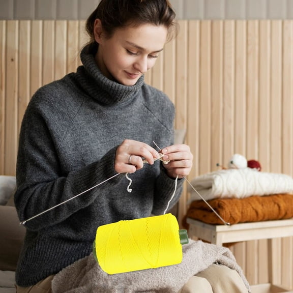 Light Weight Ice Silk Thread Composite Yarn - Braided Craft Crochet Bag Rope Yarn Fit for DIY Wall Hangers Hats Purses Rug Knitter (Yellow)