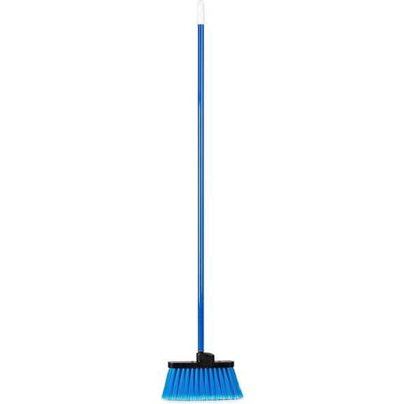 Light-Weight Industrial Lobby Broom with Metal Handle, Blue 53x11 Inch