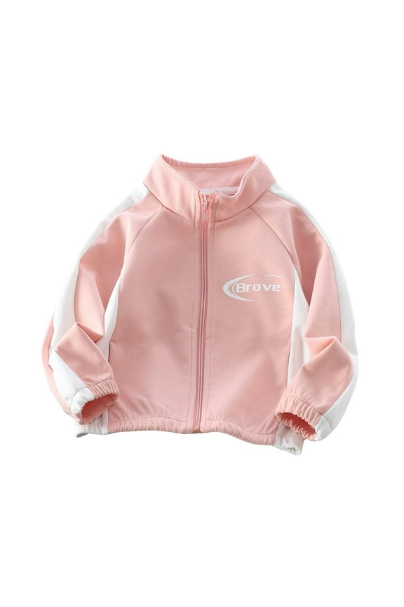 Light Weight Jackets Kids Plus Size New Children's Long Sleeved Zip up Jacket with Pockets Casual Comfortable Loose Outerwear Coat Pinky 12 Years