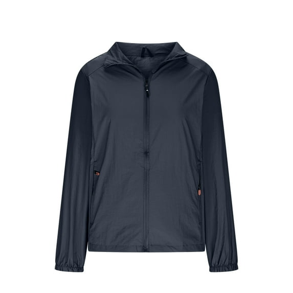 Light Weight Jackets Womens Casual New Women's Sun Protection Athletic Jacket Zip up Collared Lightweight Long Sleeve Coats for Outdoor Hiking Dark Gray 5XL