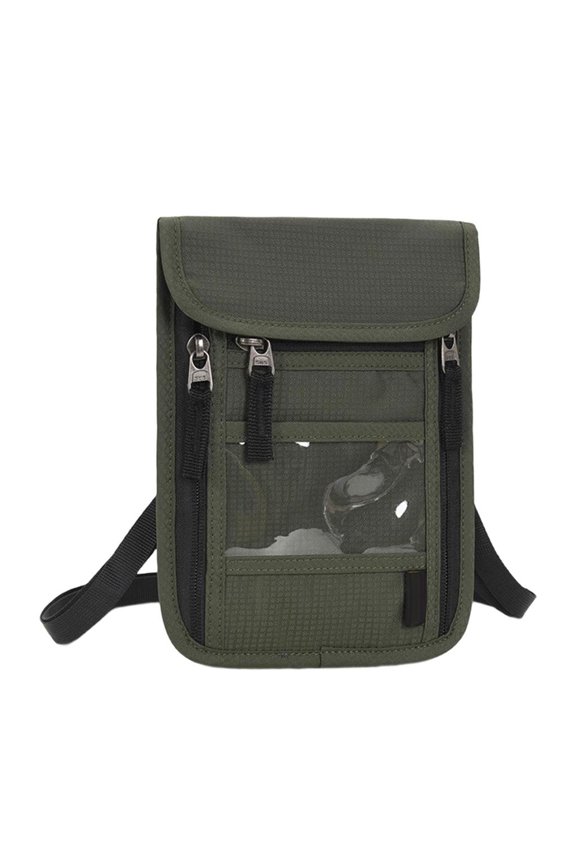 Light Weight Oxford Cloth Phone Wallet Money Holder With Zippered Pockets Adjustable Strap For Backpacking
