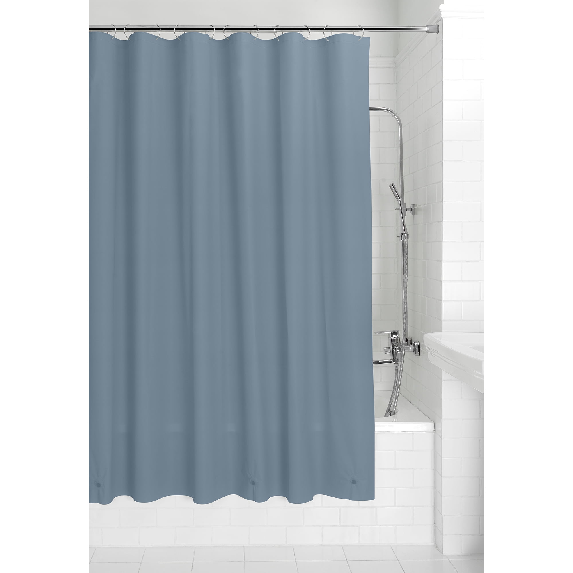 Light Weight PEVA Shower Curtain Liner, Weighted Hem, Blue, 70