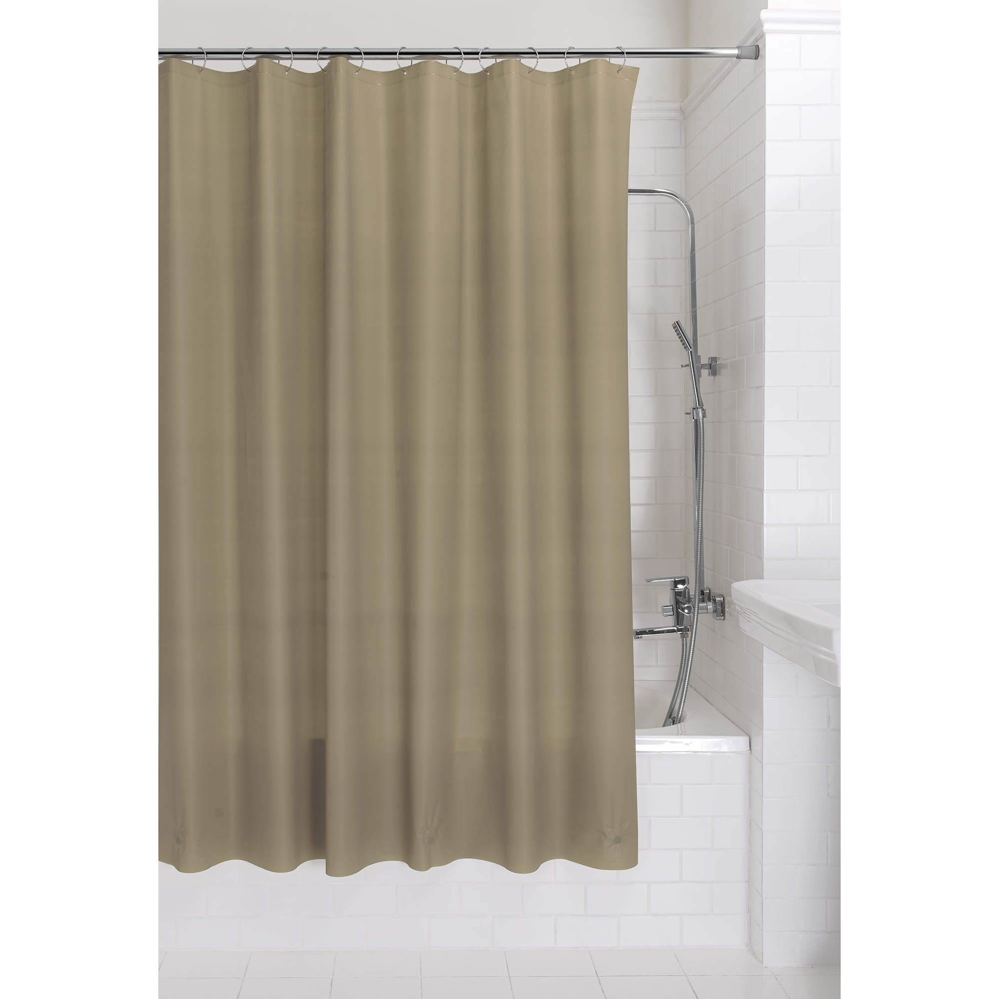 Light Weight PEVA Shower Curtain Liner, Weighted Magnetic Hem, Brown, 70" x 71", Mainstays - image 1 of 7