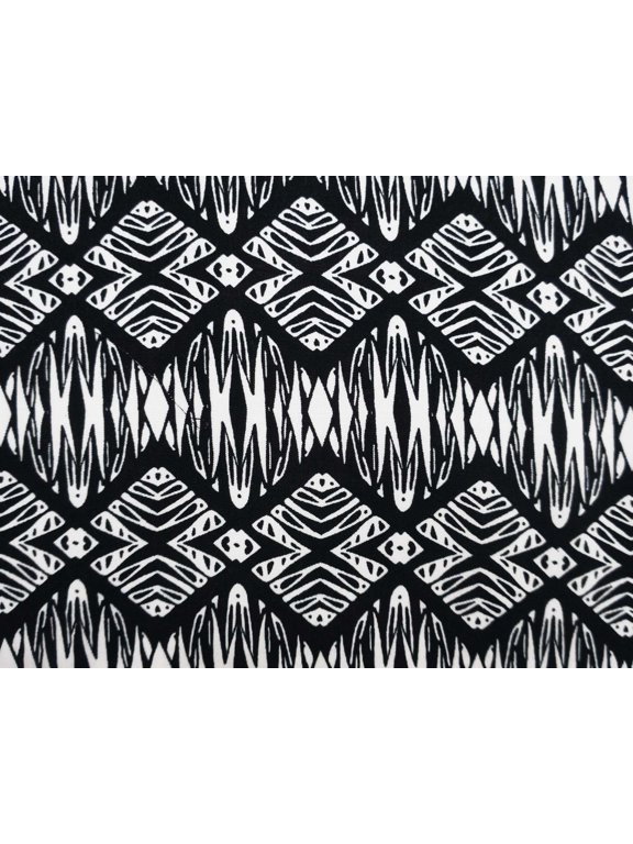 Light Weight Rayon Fabric 57" Wide Abstract Printed Black Sewing By The Yard