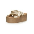 Light Weight Ruffled Criss Cross Women's Platform Slide Sandals in Gold